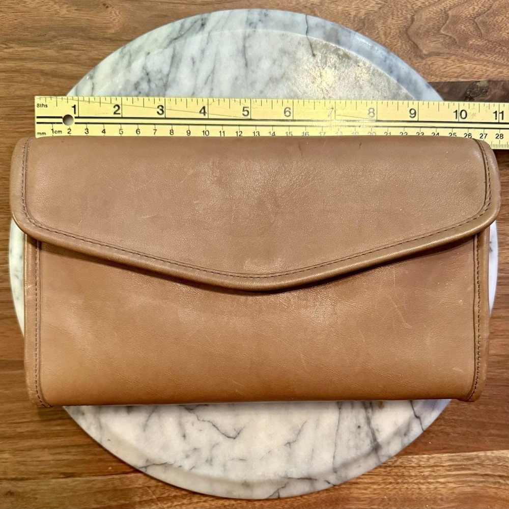 NEW! Vintage 1980s 80s Coach Putty Brown 9810 Envelope Clutch Purse Brass RARE! - Picture 11 of 14